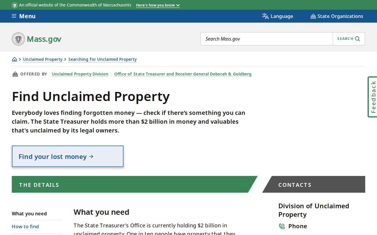 Fitchburg residents directory Massachusetts unclaimed property search