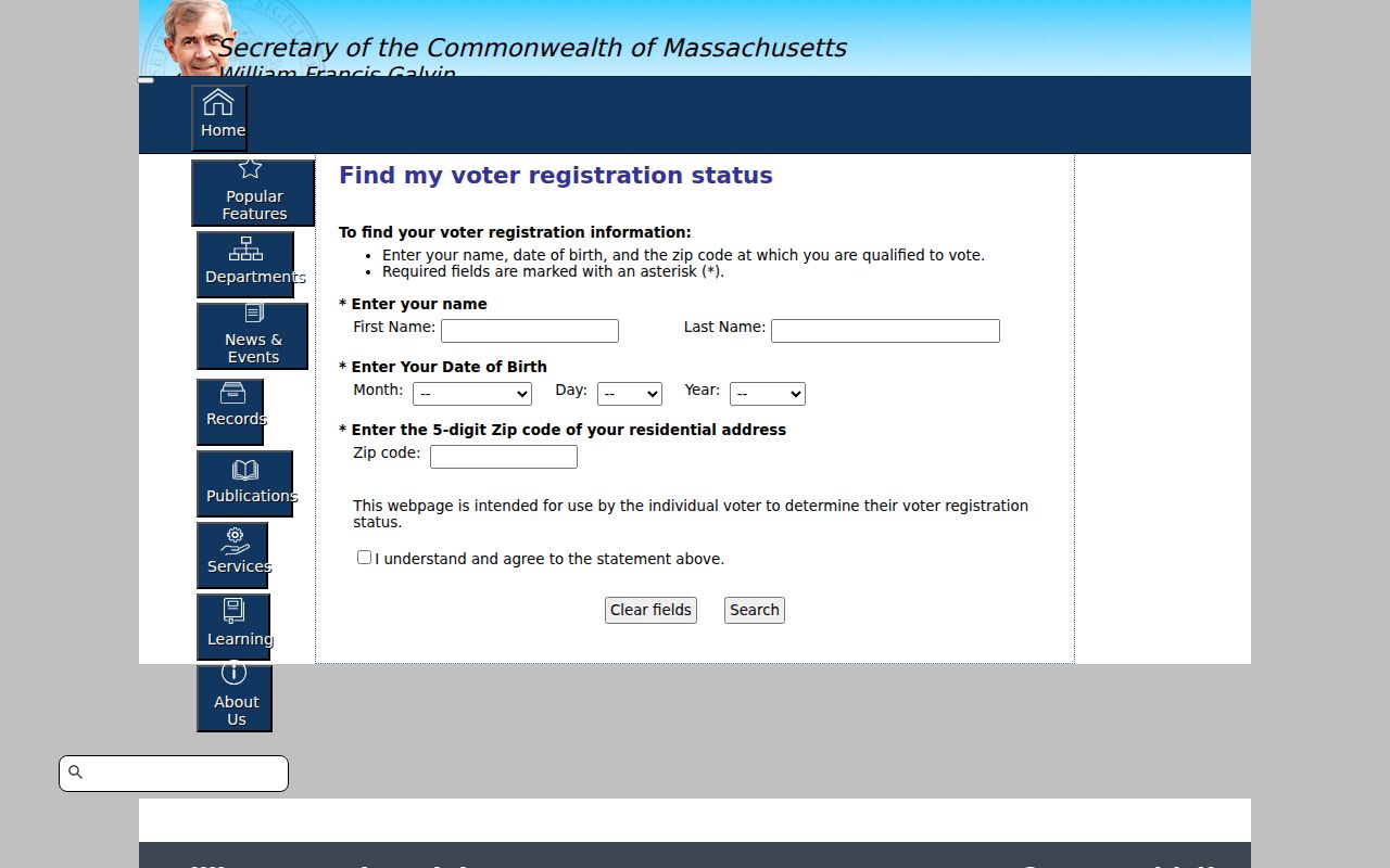Fitchburg residents directory Massachusetts voter status form