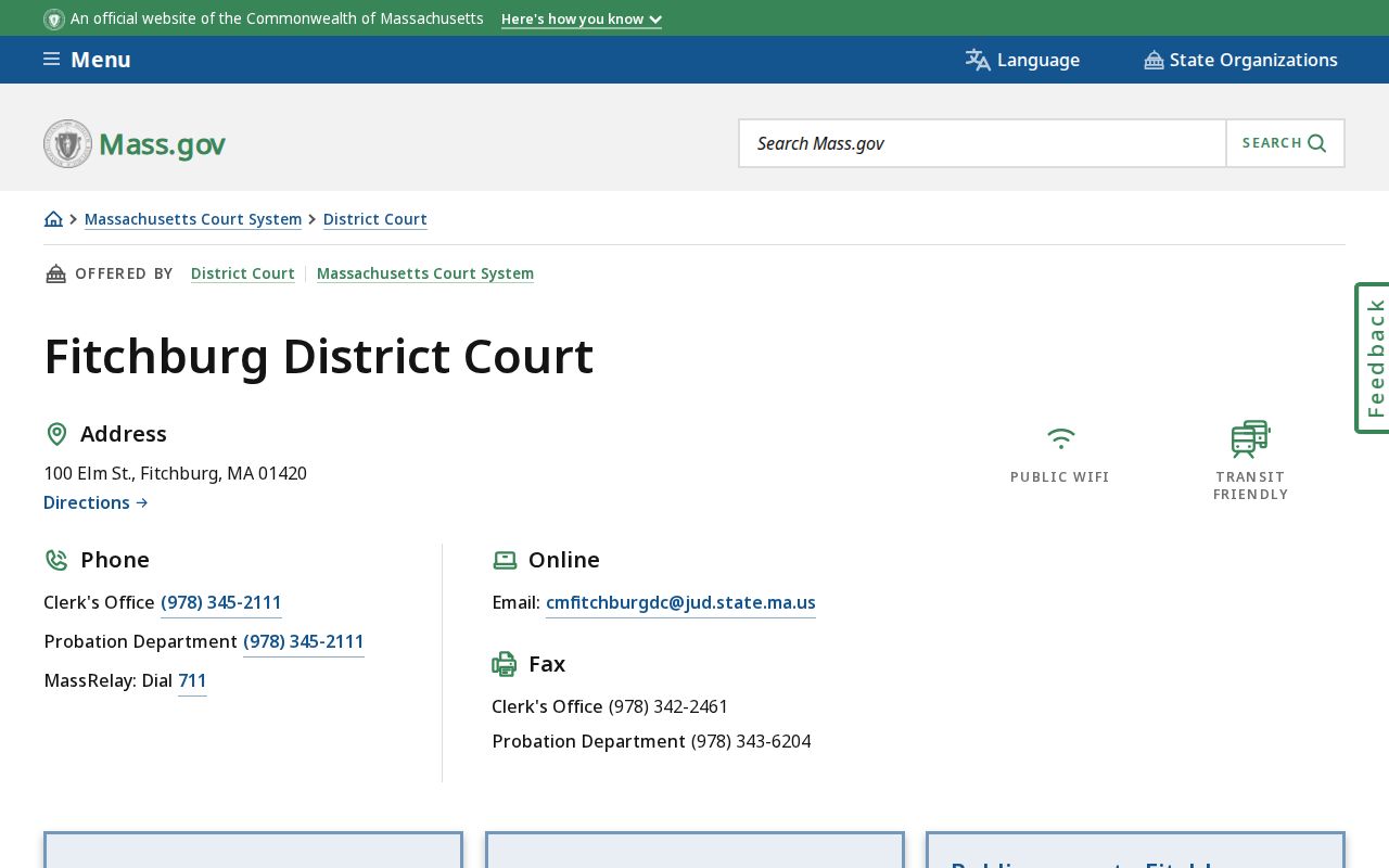 Fitchburg resident lookup Fitchburg District Court clerk location