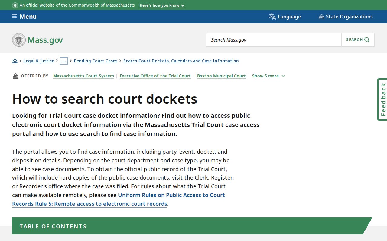Fitchburg resident lookup MassCourts docket instructions