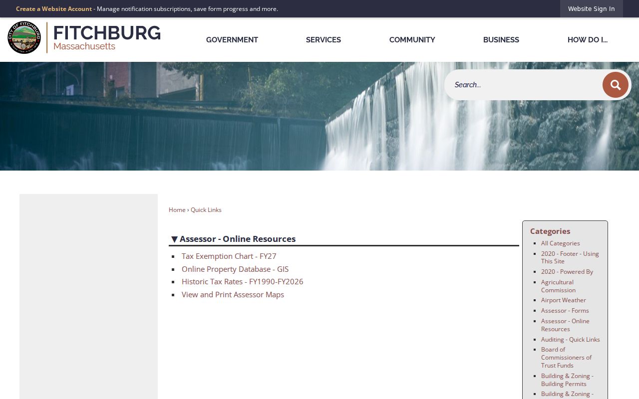 Fitchburg street directory assessor resources linking to property and GIS records