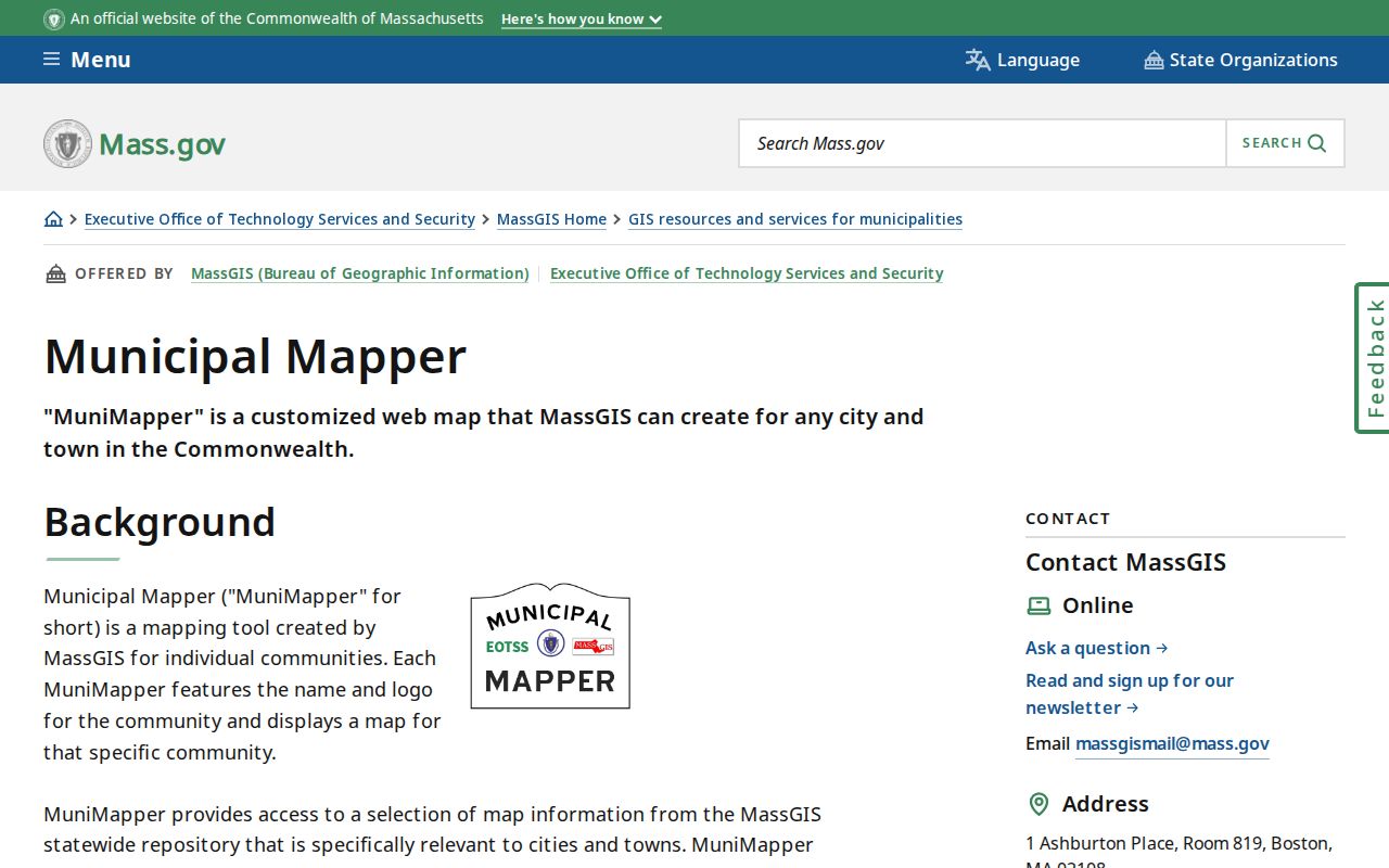 Fitchburg street directory MassGIS municipal mapper for street and boundary context